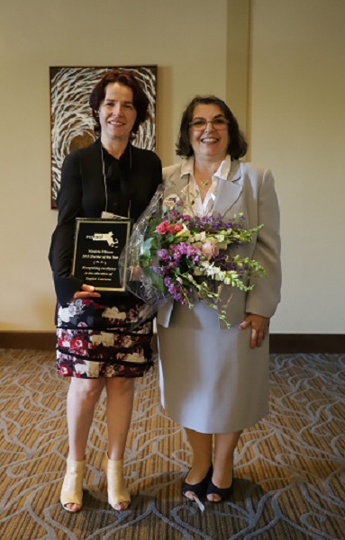 2018 Teacher of the Year Nicoleta Filimon with President Vula Roumis