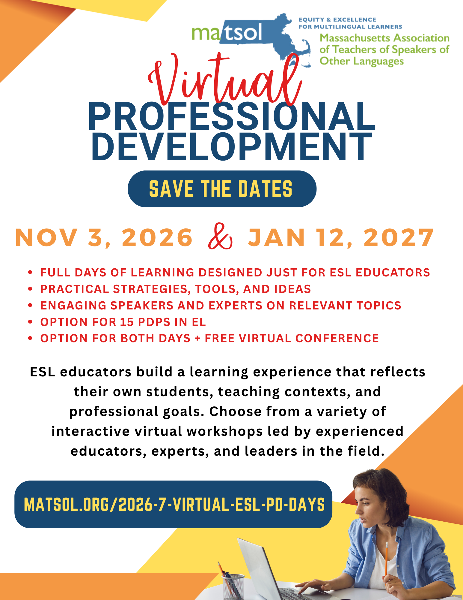 2026-27 Virtual ESL PD Days Flyer